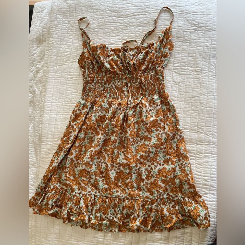 Mahina NWT orange flower short summer dress size S